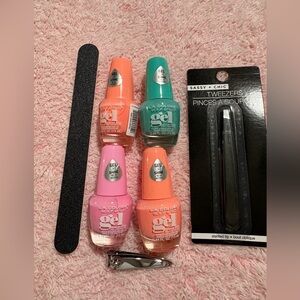 L.A. Colors Gel Nail Polish Set with Tools - Pink, Coral, Teal